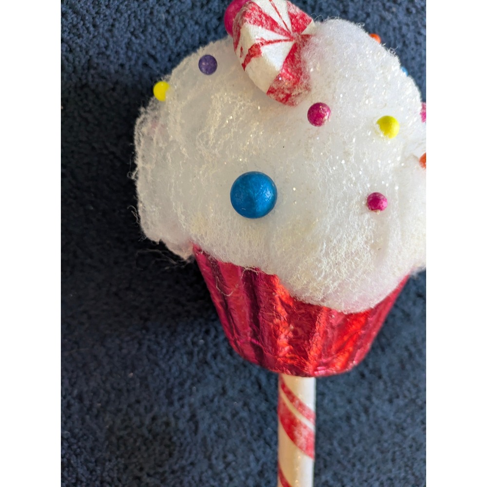 Cupcake Lollipop Christmas Tree Picks Pink White Candy Land Decor 5pc 20 inch - Picture 9 of 9
